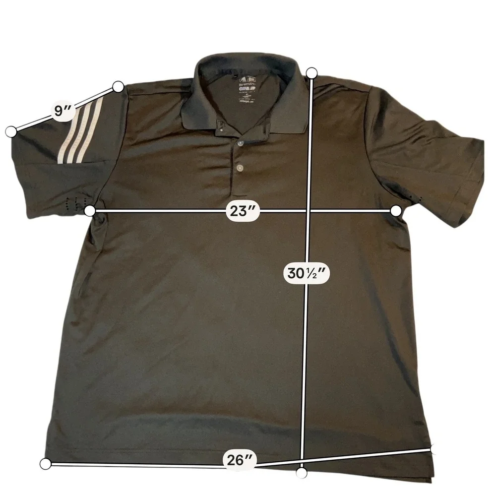 Adidas Puremotion Black Golf Polo Shirt Men's Medium 3 Stripe Stretch Climalite